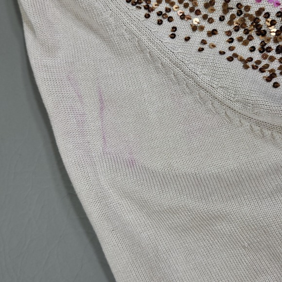 Michael Simon Sweater Medium Cardigan Sequins Face Model Twiggy Art - Picture 6 of 10